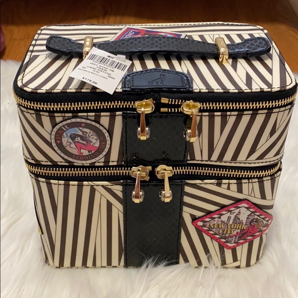 Henri Bendel Rare Striped Train Case Two-Layer - Picture 1 of 8